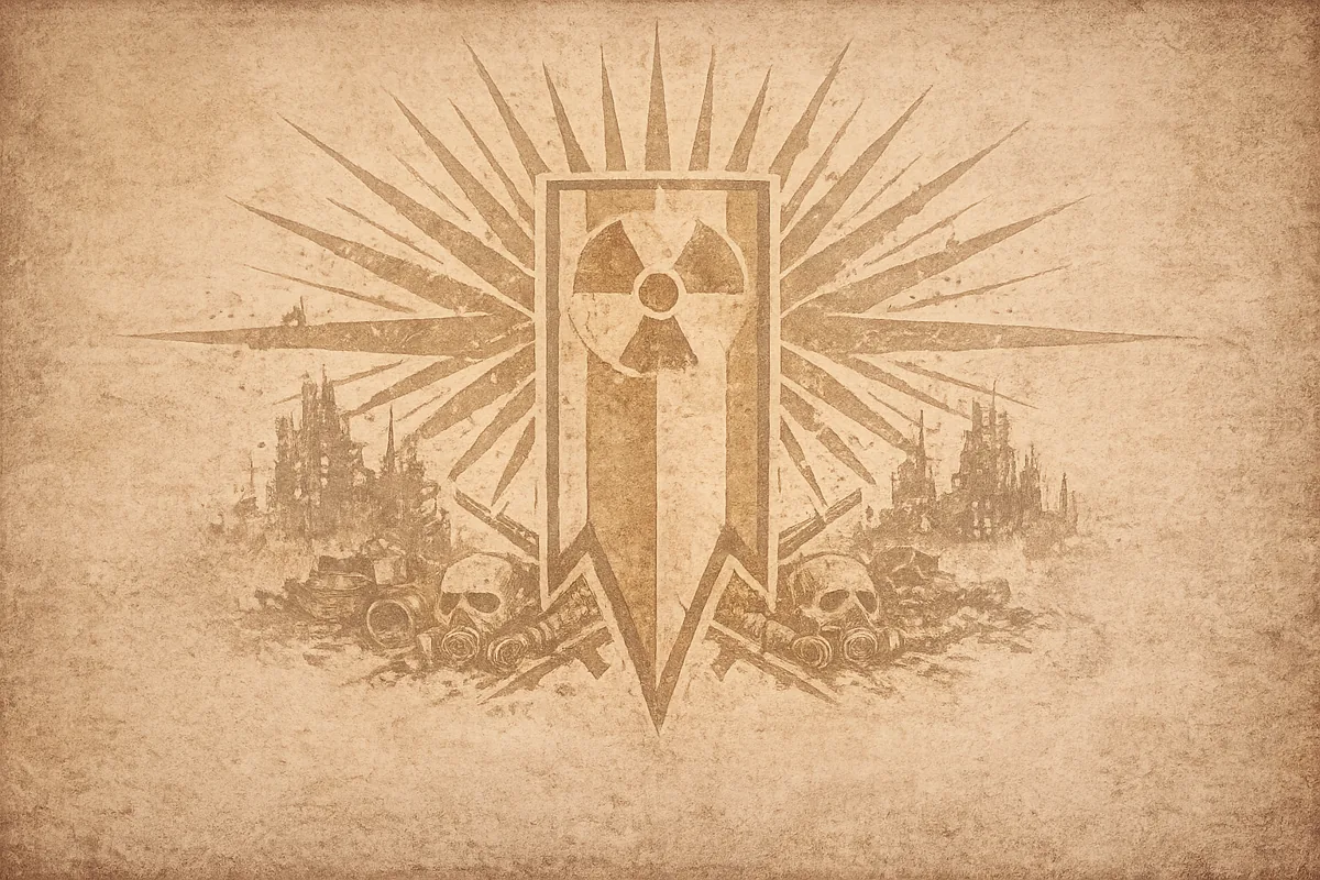 Warlords game emblem on a weathered parchment background